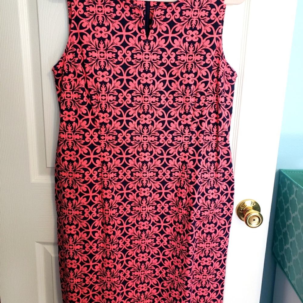 Talbots Pink & Blue Patterned Shirt Dress w/ Pockets, Size 16P